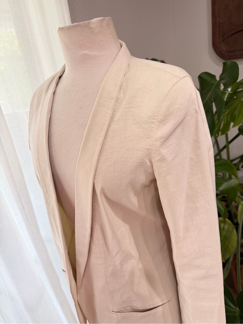 Eileen Fisher Beige Open Front Blazer Jacket Size 10 Minimalist - Picture 2 of 5
